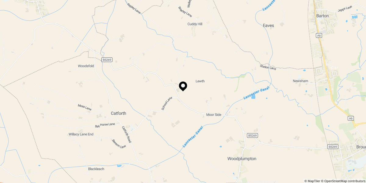 Approximate location of Eaves Lane, Woodplumpton, Preston, Lancashire, PR4 0DX