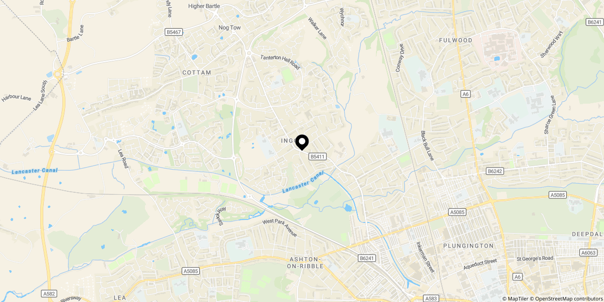 Approximate location of Oaktree Avenue, Ingol, Preston, Lancashire, PR2 3UJ