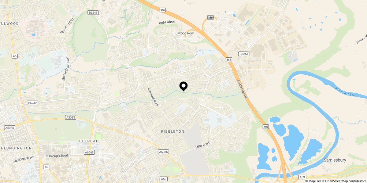 Approximate location of Heathfield Drive, Ribbleton, Preston, PR2 6SY