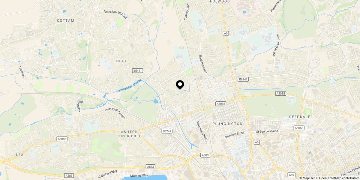 Approximate location of The Filberts, Fulwood, Preston, PR2 3YS