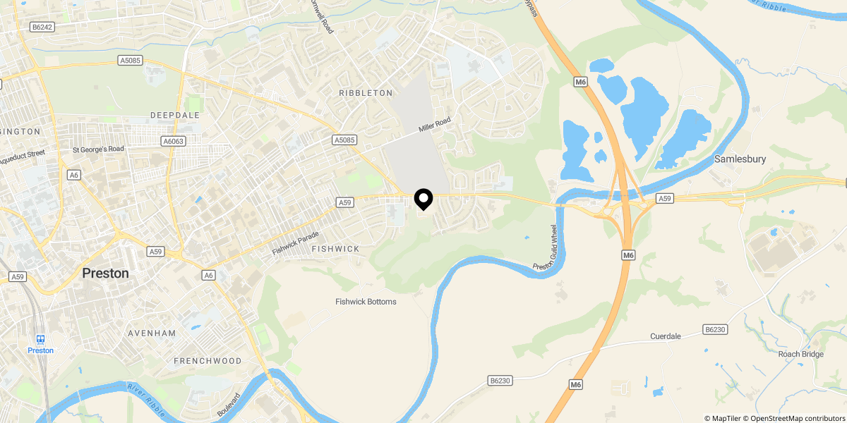 Approximate location of Butterlands, Preston, Lancashire, PR1 5TJ