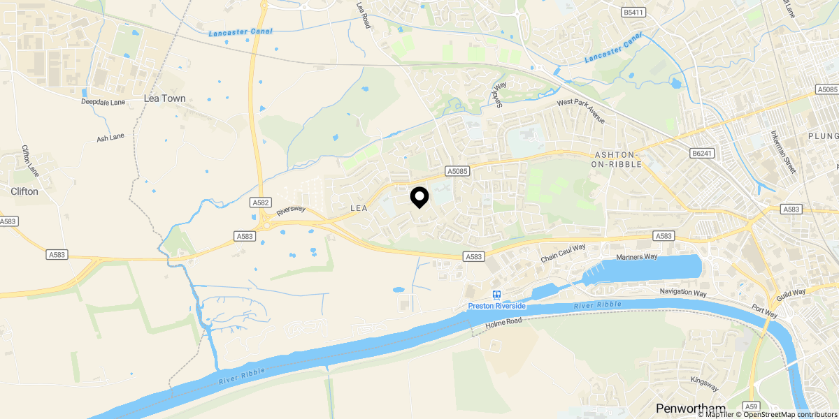 Approximate location of Thorntrees Avenue, Lea, Preston, PR2 1PJ